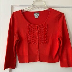 Anthropologie "Tabitha" Orange Cropped Cardigan - Size S